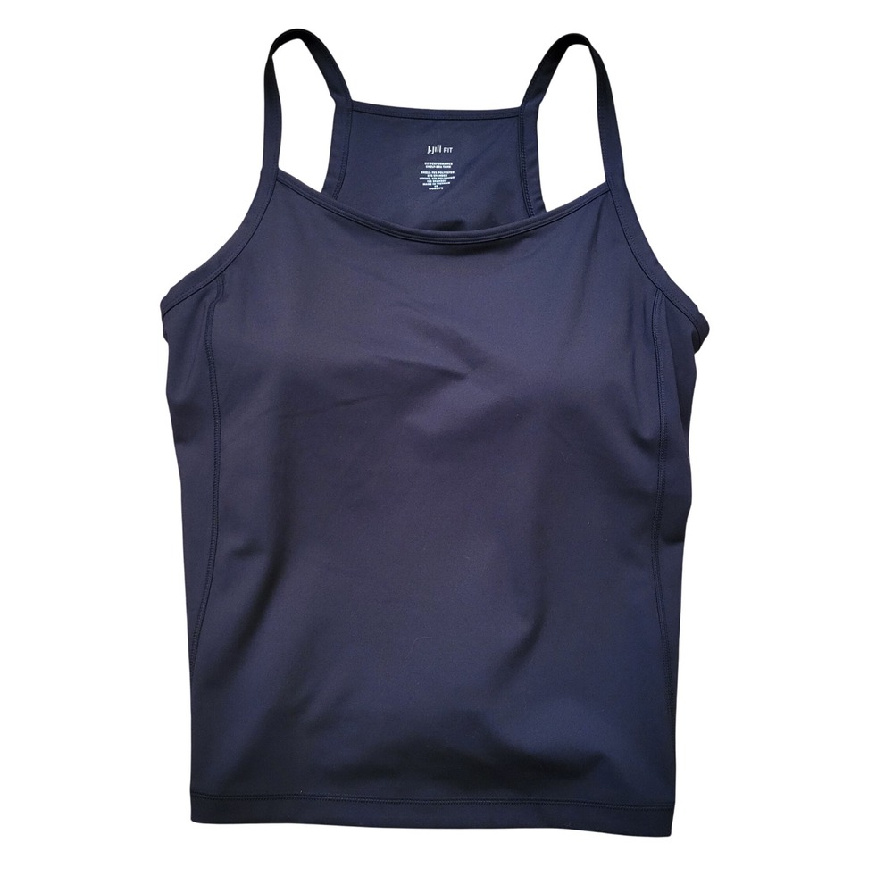 J Jill 2X Tank Top Black Shelf Bra Fit Performance Athletic Sport Workout Yoga